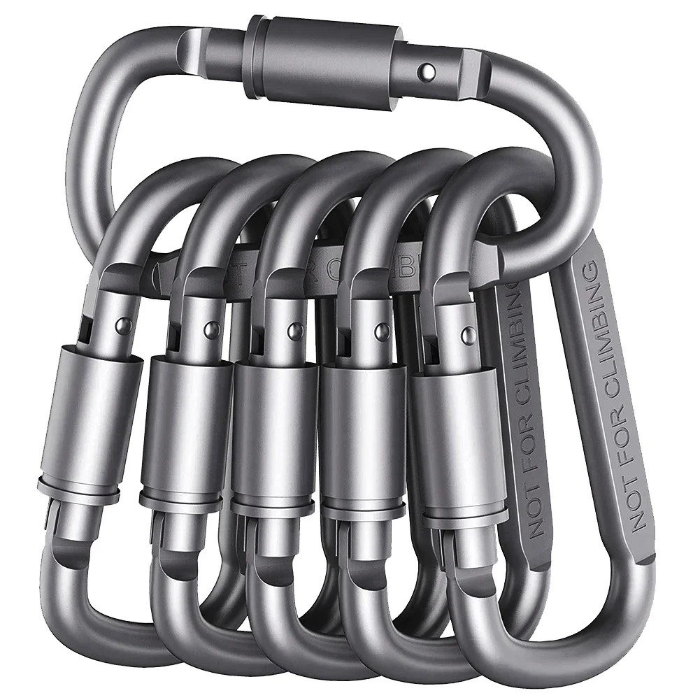 Mosquetón para mochila, llavero para acampar al aire libre, senderismo, aleación de aluminio, anillo en D, Clip de bloqueo, hebilla, gancho, herramientas de escalada, 6 uds.: Naranja