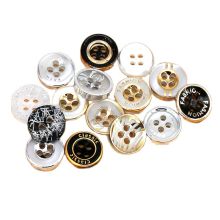 HL-Botones de camisa para hombre y mujer, botones galvanizados de resina con borde dorado, 4 agujeros, accesorios de costura para ropa DIY, 11,5mm, 50 piezas