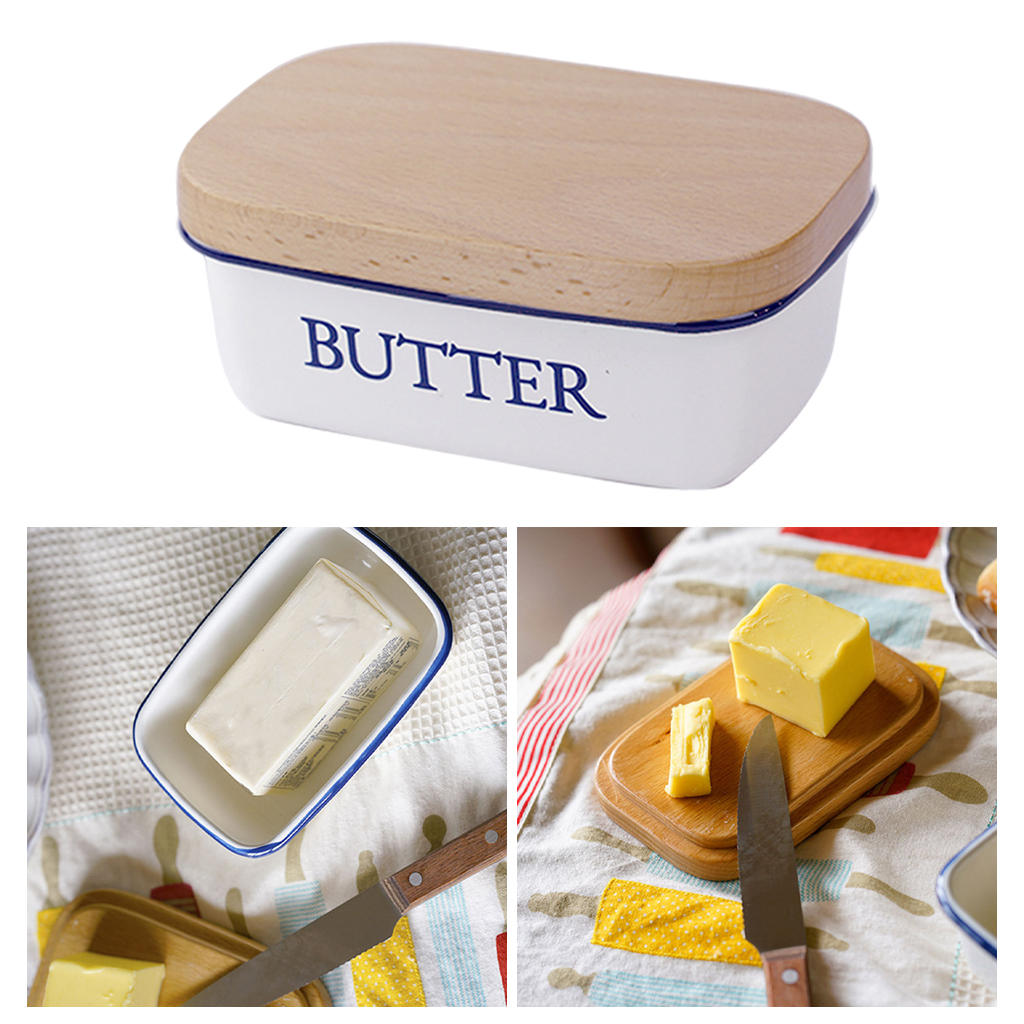 Beurrier en émail avec couvercle, conservation à brides, Vintage, garde-beurre pour comptoir, utilisation quotidienne, réfrigérateur, noix à fromage