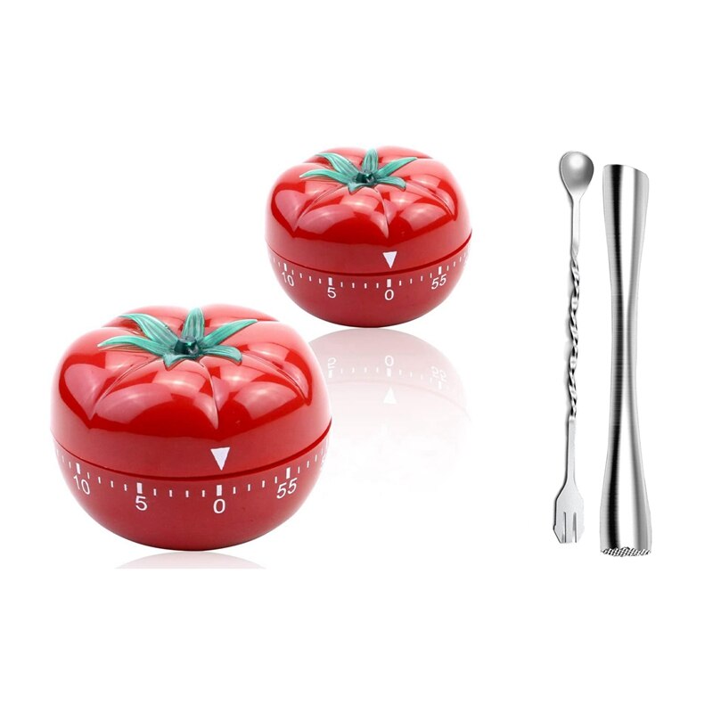 Kitchen Timer Baking Alarm Clock,Tomato Reminder Mechanical Countdown Timer With Muddler For Cocktails: Default Title