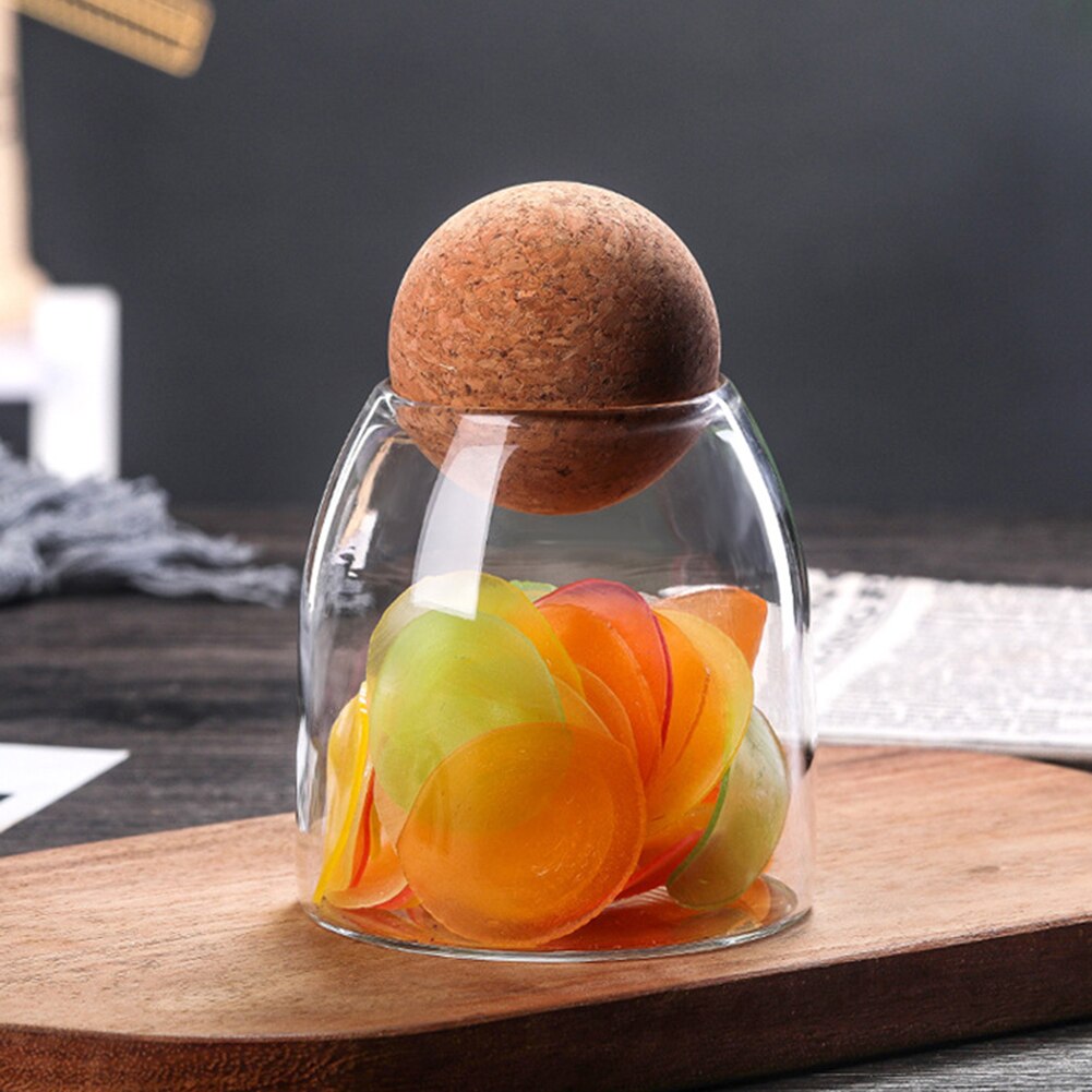 550/750/1200ml Transparent Kitchen Storage Bottle Bean Sugar Tea Coffee Cork Stopper Glass Jar Can Cup