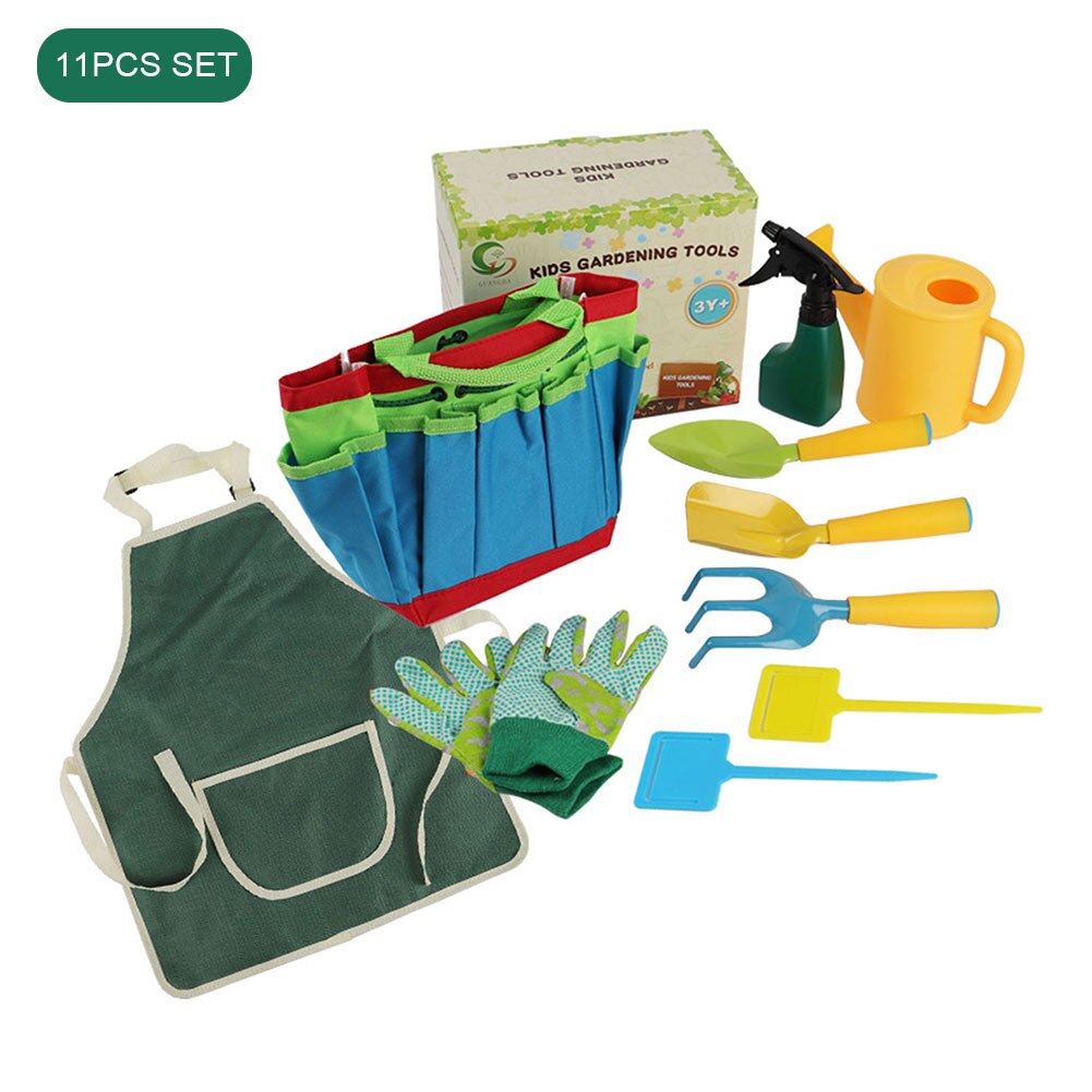 Juguete para niños, pala de jardín, mandil de herramientas, guantes de riego, minijuego de herramientas de jardinería multifuncional: 11pcs Set