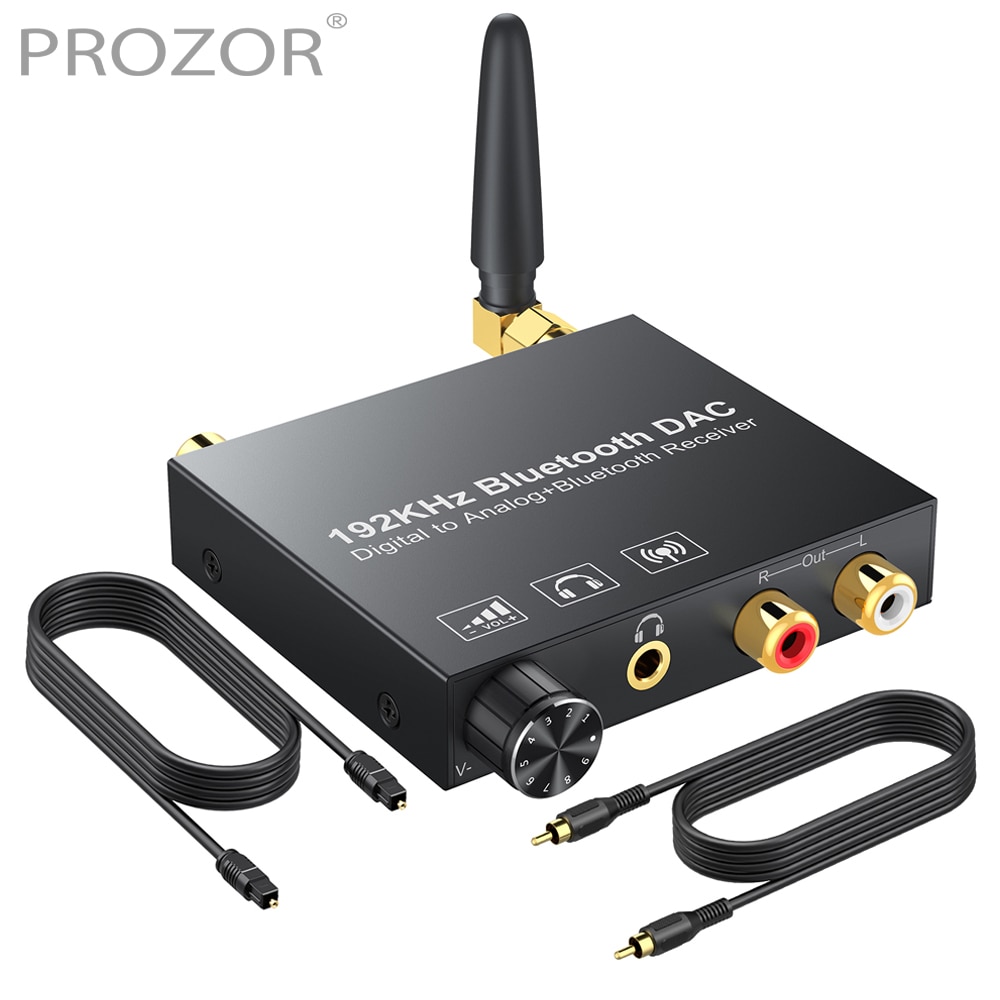 Prozor 192kHz DAC Konverter Bluetooth-Kompatiblen Empfänger Volumen Kontrolle Digital optisch Koaxial Toslink zu Analog Audio- Adapter