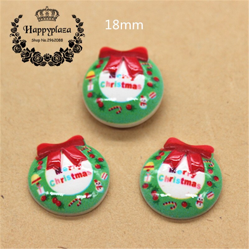 20pcs Resin Christmas Reindeer/Santa Claus/Tree/Bell/Snowman/Wreath/Sock/Glove Miniature Art Supply Decoration Charm Craft,: No.13 wreath