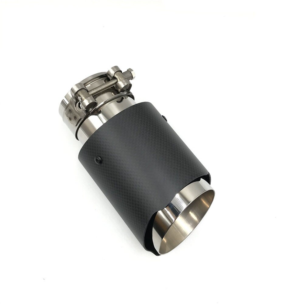 1 Stuk Glossy Carbon Auto Uitlaatsysteem Uitlaat Tip Tail Pipes Universal Straight Zilver Rvs