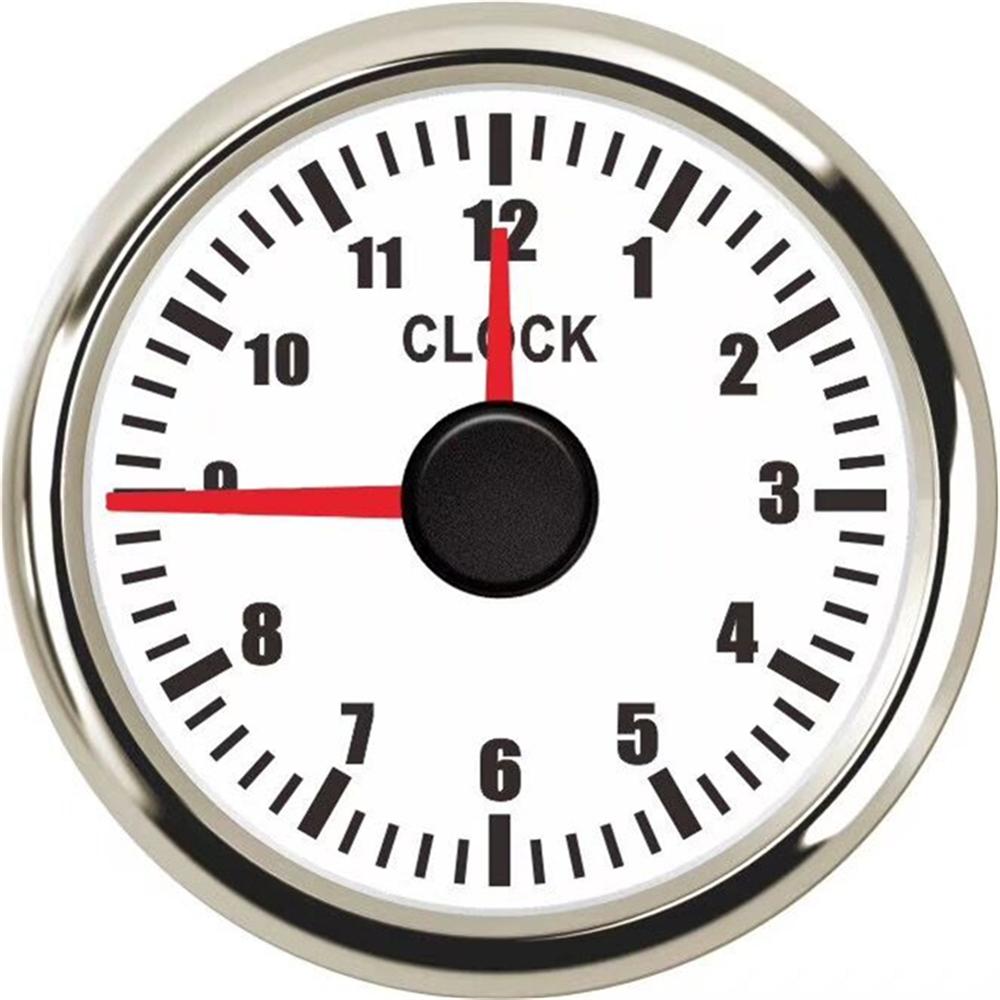 1 Pc 52 Mm Cars Klok Meters 0-12Hours Pointer Tijd Meter Boot Klok Meter Vrachtwagens Hourmeters Rood Of blauwe Achtergrondverlichting: WS red backlight