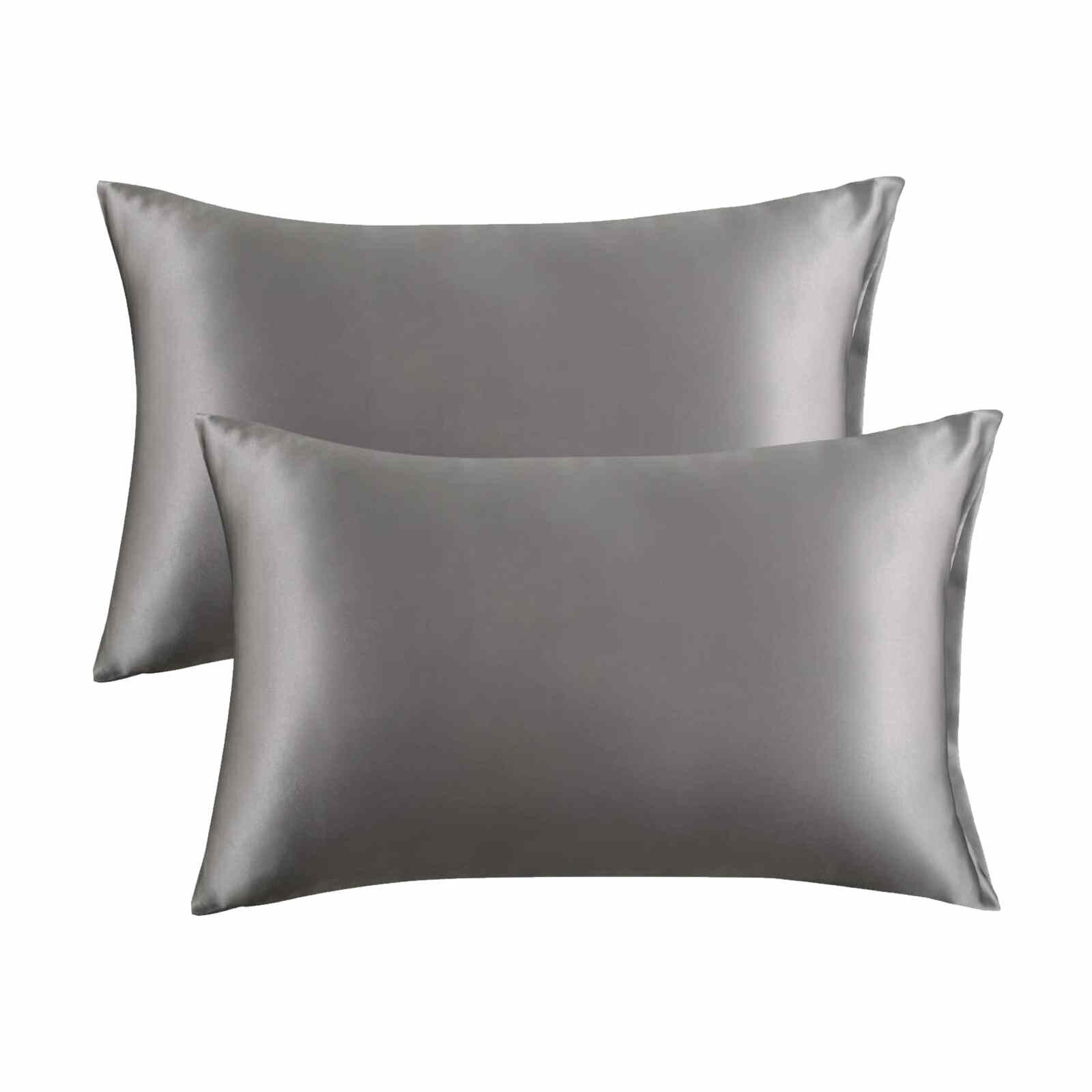 Thuis 2 Stuks Effen Zijden Kussensloop Kussenhoes Slaapkamer Kussensloop (20X26 Inch) standaard Queen Size Wasbare Casual Zachte