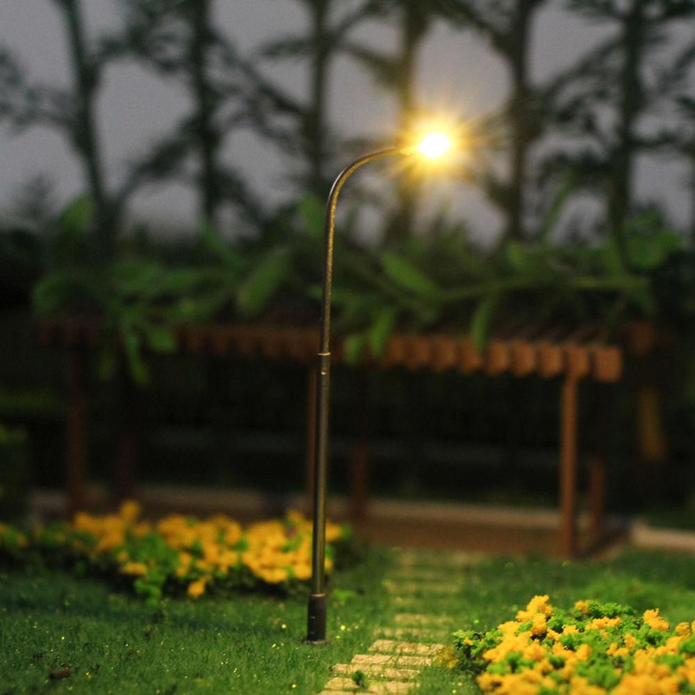 LQS06 10 stks Modelspoor Trein Lantaarnpaal Street Lights 1:150 N Schaal LEDs 6.2 cm Gratis Weerstanden Miniatuur architectonische: Warm White