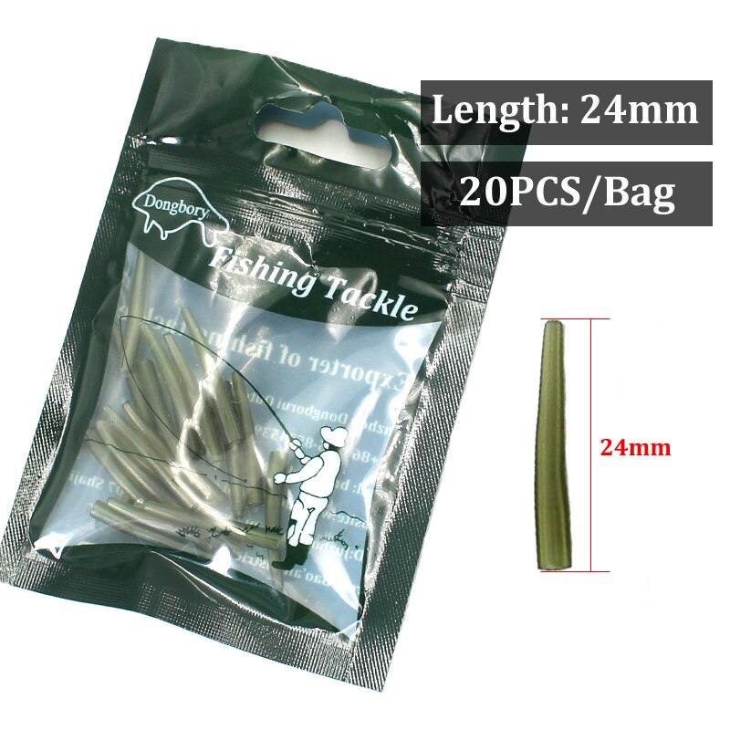 20 stk karper fiskeri tilbehør helikopter rig anti tangle ærme slange krog loop drejelige stik ærmer til karper rigge slange: 20 stk -24mm