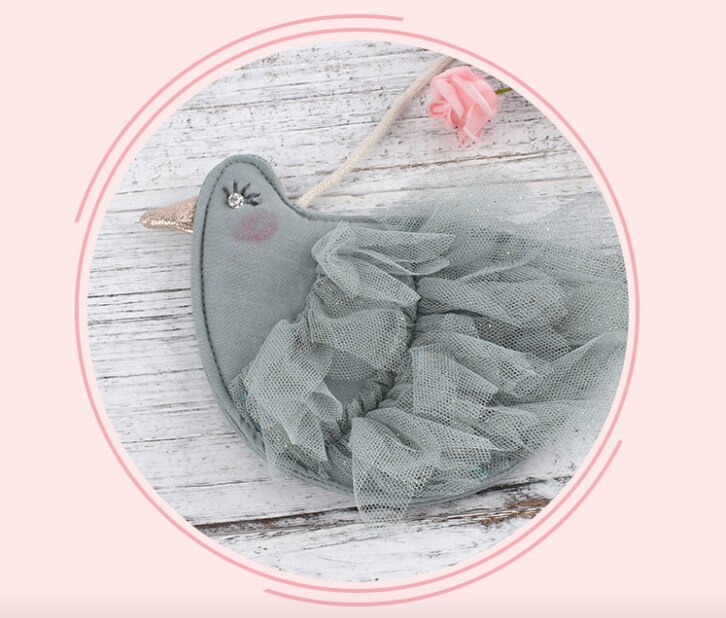 Lindo monedero para niños Kawaii Swan/Pig/Bird/Doll, bolso cruzado de encaje para niño y niña, monedero pequeño de cero, bolso de para niños: gray bird