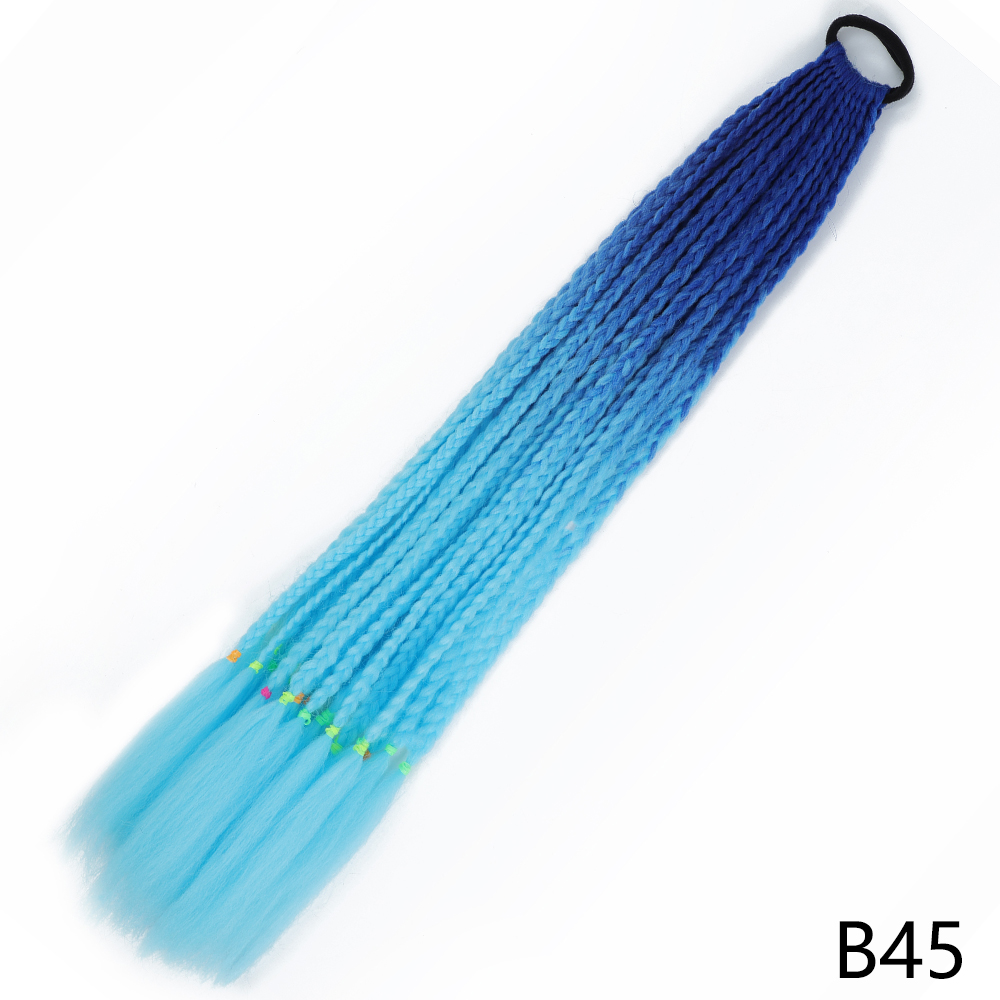 AZQUEEN-coleta trenzada sucia de Color degradado sintético, banda de goma elástica de 60CM, extensiones de cabello trenzado de cola de poni para niñas