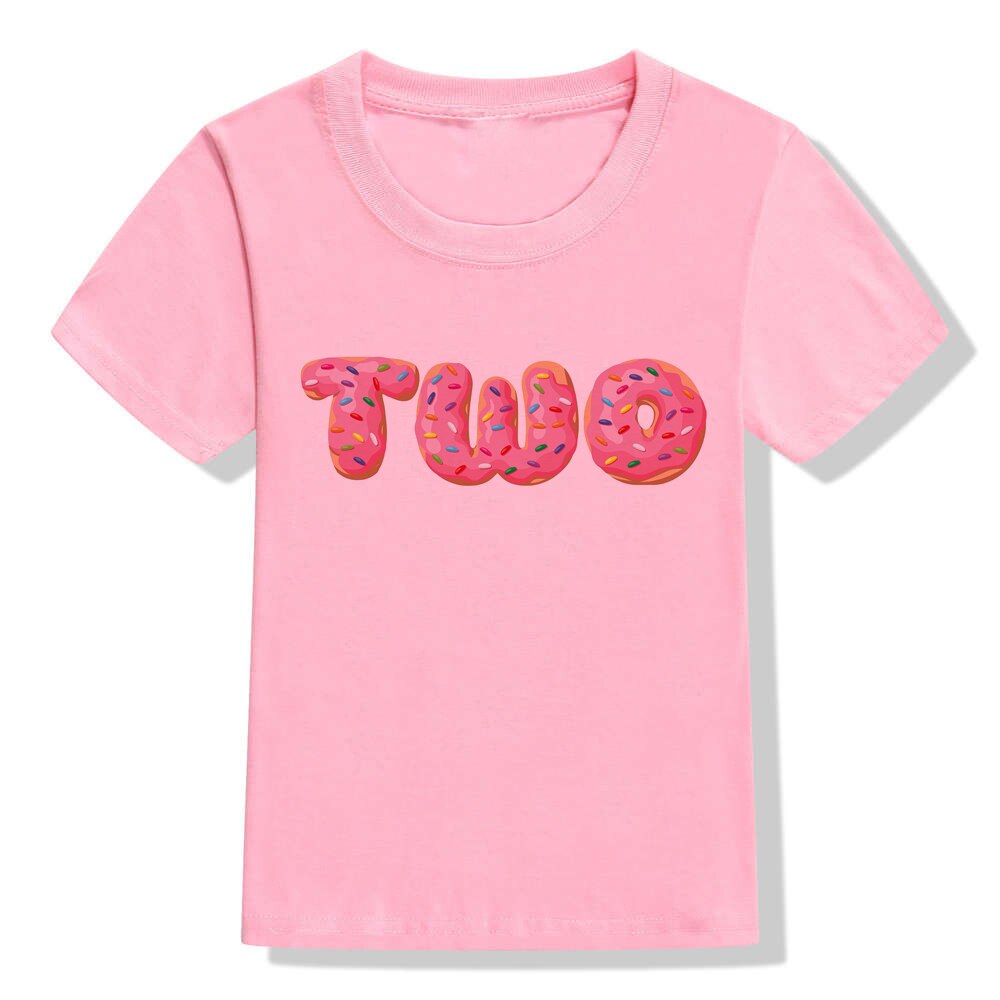 Donut 1/2 Verjaardag Nummer Print T-shirt Jongens Meisjes Verjaardag T-shirt Peuter Baby Leuke Party Kleding Korte Mouwen Kleding: HB24-KSTPK- / 12m