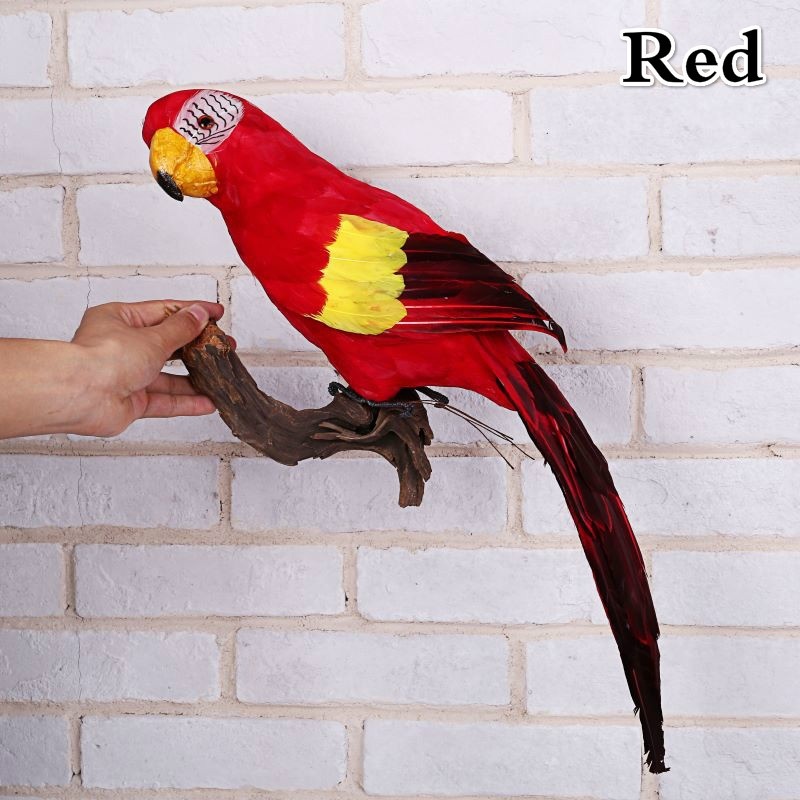Figurine de perroquet en mousse faite à la main, simulation d'ara, ornement de pelouse, faux animal, oiseau, accessoire de jardin, décoration, 45cm: Rouge