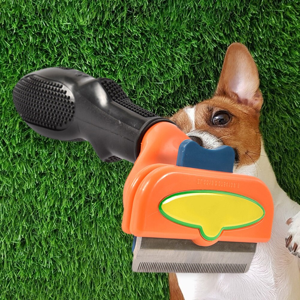Peine para mascotas, herramienta de arreglo de perros para cepillo para quitar el pelo Manual, peine para mascotas, rastrillo, mango de plástico, peine de aguja densa, peines de masaje