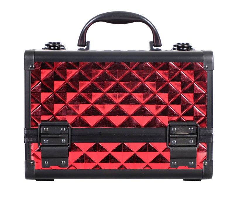 Professionelle Aluminium Legierung Make-Up Box Organizer Reise Kosmetische Fall Nagellack Schmuck Lagerung Box Schönheit Organisation: Rot