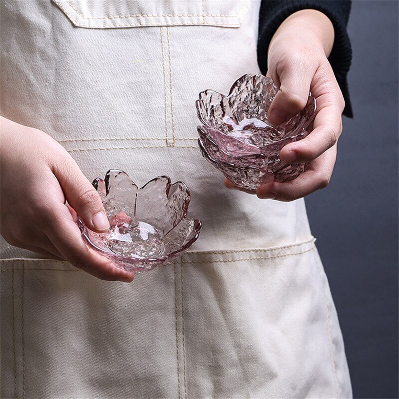 Kleine Glas Gericht Nordic Stil Glas Saus Schüssel Mini Japanischen Kirschblüten Gewürz Platte Für Eis Obst Sala Glas Gericht