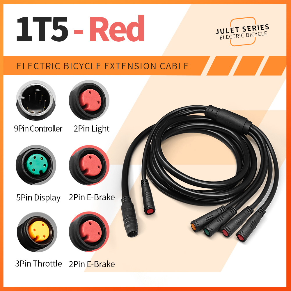 Controlador de Cable impermeable para bicicleta eléctrica 1T4/1T5, luz Ebrake, pantalla de acelerador, accesorios de conversión de Cable para bicicleta eléctrica