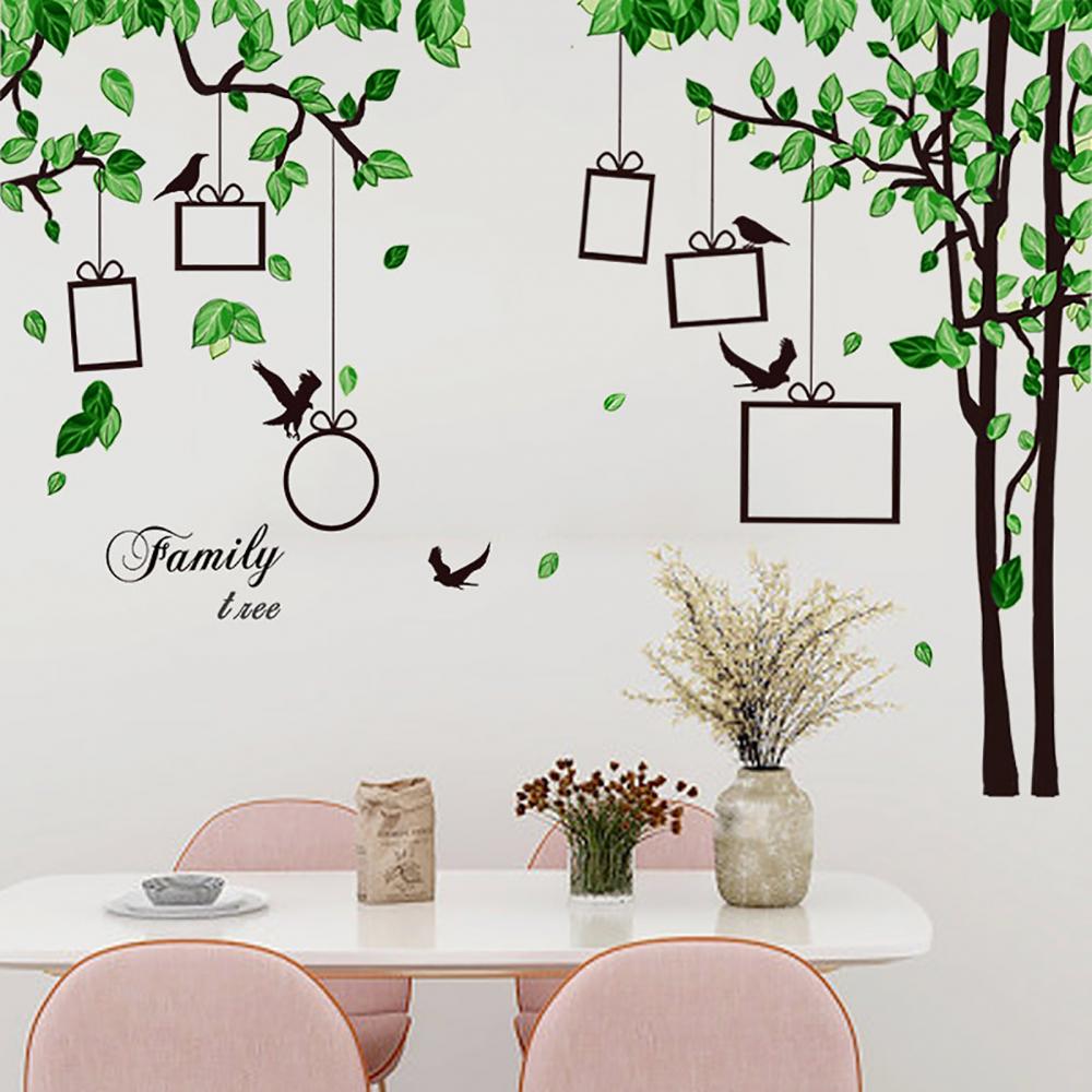 Wall Sticker Sticker Decal Cartoon 2Pcs Tree Bird Shape Home Room Study Photo Background Wall Sticker