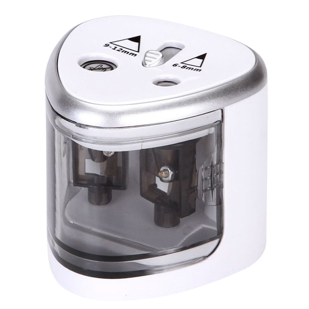 #H30 Automatic pencil sharpener Two-hole Electric Touch Switch Pencil Sharpener stationery Home Office School Supplies: Silver 