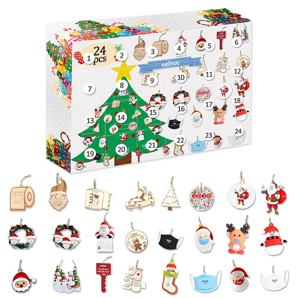 Christmas Advent Countdown Calendar With 24PCS Hanging Ornaments Christmas Pendent Party Favors For Decor Year: Default Title