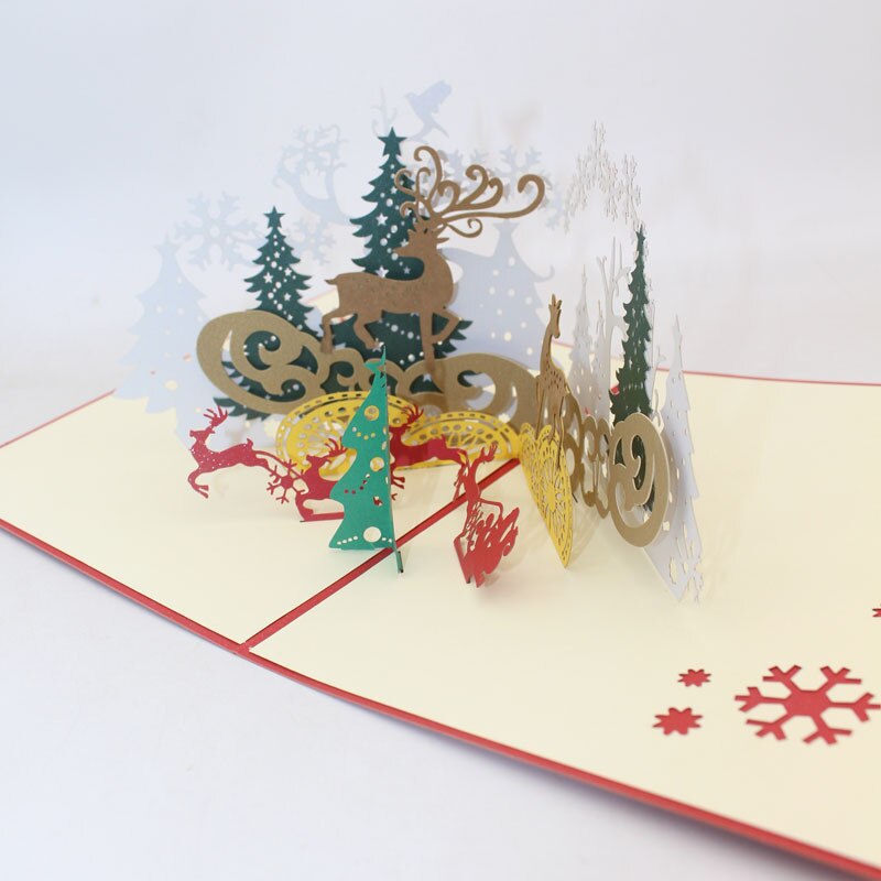 Arbre de cerf de noël 10 pièces | Cartes Pop UP 3D, carte postale avec enveloppe, carte de vœux d'invitation de noël, pour fournitures de fête de noël
