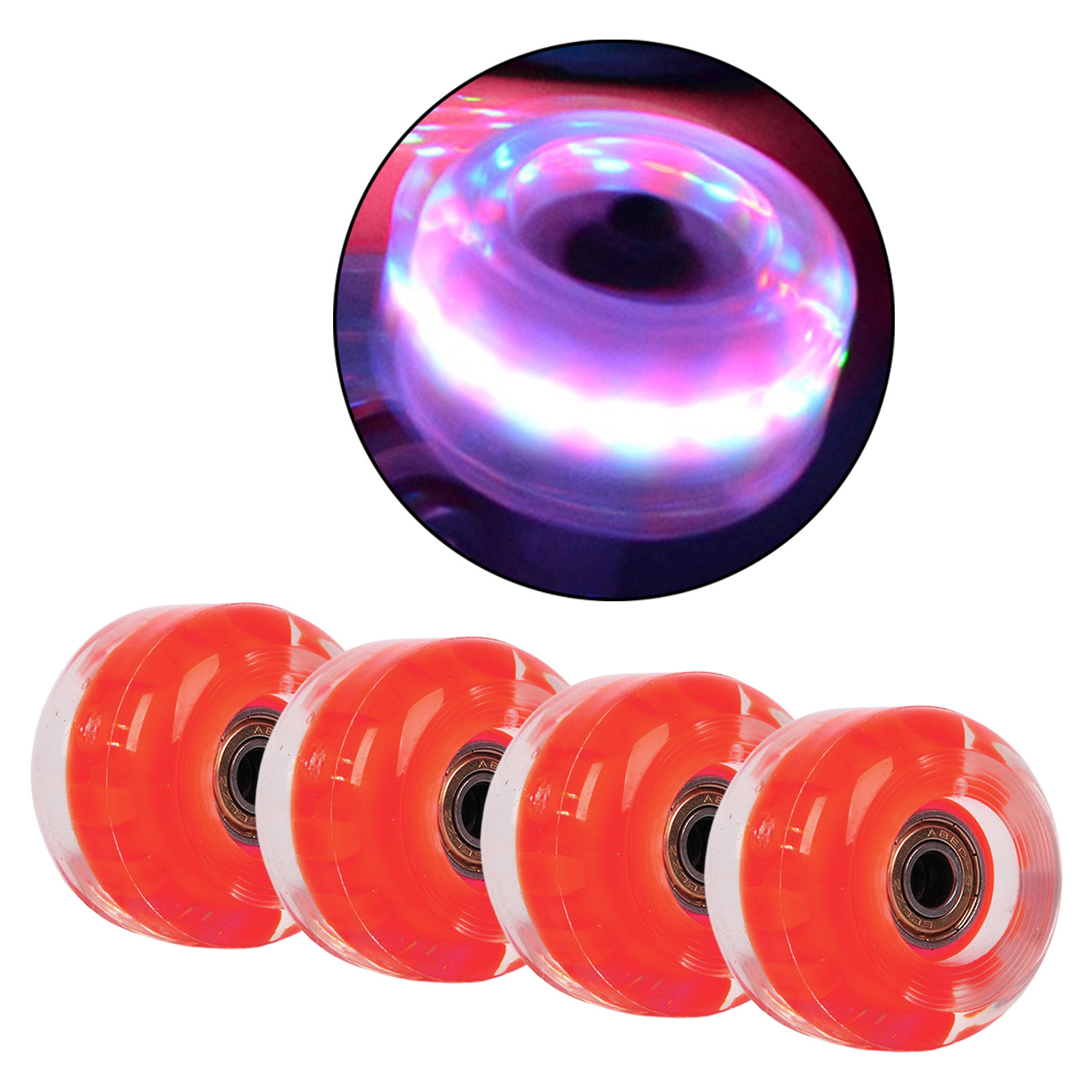 4pcs Light Up Flash Skateboard Longboard Wheels 82A with Bearing Core Glow at Night Skate Board Accessories: Red