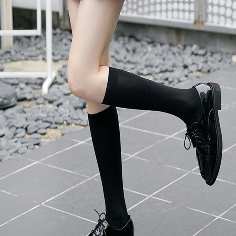 Thin Socks Female Uniform Solid Color Half Leg Calf Socks Japanese Tube Sock College Student Socks Knee Long Tube Summer Autumn