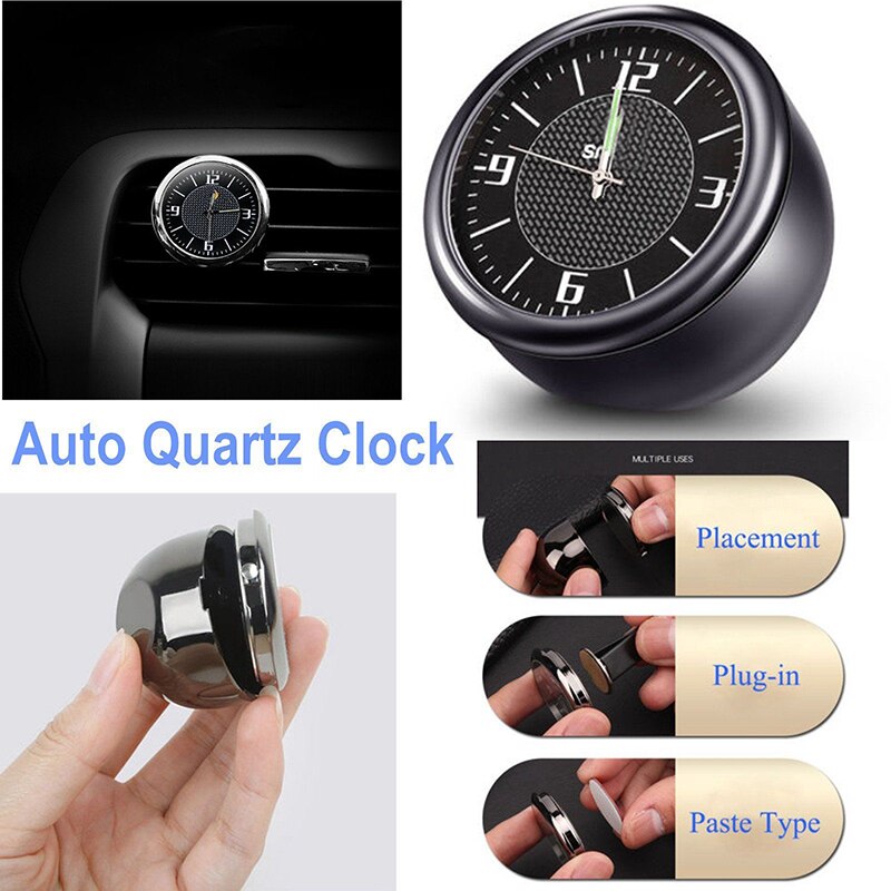 Auto Klok Lichtgevende Dashboard Auto Interieur Quartz Analoog Horloge 3-Manieren Te Installeren