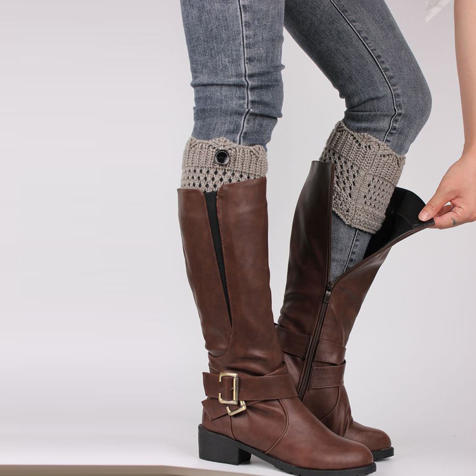Womens Boot Cuffs Winter Buttons Knit Leg Warmers Boot Topper Socks 2 Pairs Sweet and lovely, warm and comfortable: GY