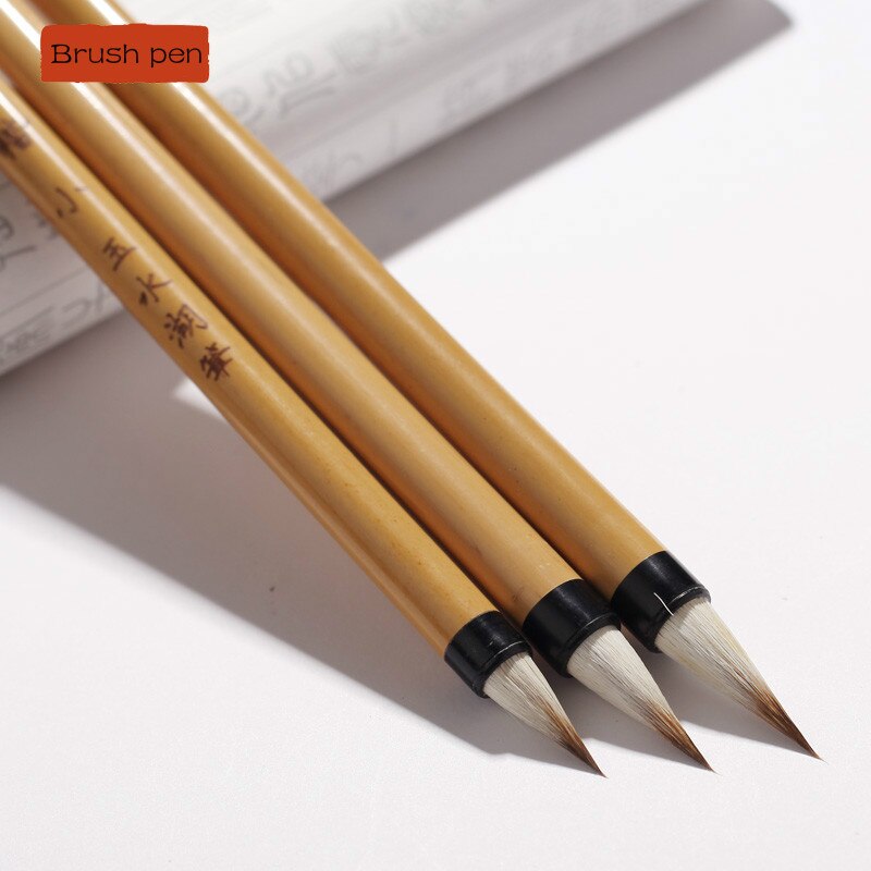 Chinese Calligraphy Brush Pen Set Regular Script Brush Woolen Weasel Hair Writing Brush Watercolor Lamdscape Painting Caligrafia