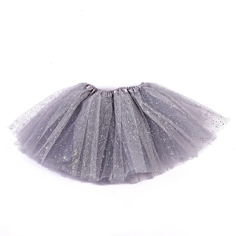 Infant Baby Girls Ballet Dance Tutu Skirt 3 Layers Tulle Glitter Golden Sequins Fluffy Princess Mesh Pettiskirt 0-8 YearQX2D: Gray M