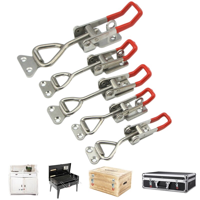 198Lbs 90kg Anti-Slip Push Pull Toggle Clamp Tools / Quick Release Clamp Adjustable Toolbox Case Metal Toggle Latch Catch Clasp