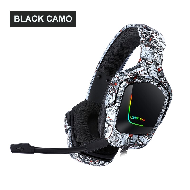 Onikuma  k20 ps4 gaming headset met usb-kabel, 3.5mm stereo hoofdtelefoons met microfoon, led-lampje, oortelefoon voor pc, laptop, tablet, gamer: Grijs