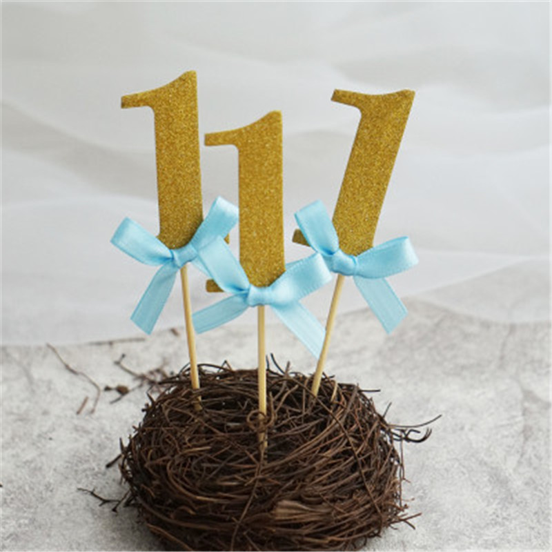 10 ST Eerste Verjaardag Cupcake Topper 1st Party Decoraties Blauw Jongen Roze meisje Ik BEN EEN Jaar Baby Douche 1 Anniversary DIY Levert