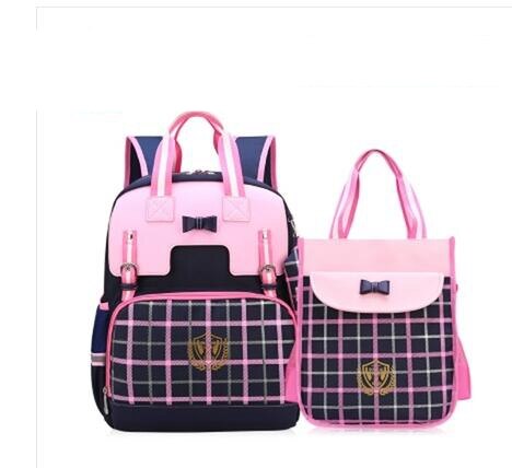 School Backpack bag set School handbag student primary school bag Children Satchel Backpack for girls Student book Backpack bags: Large Blue