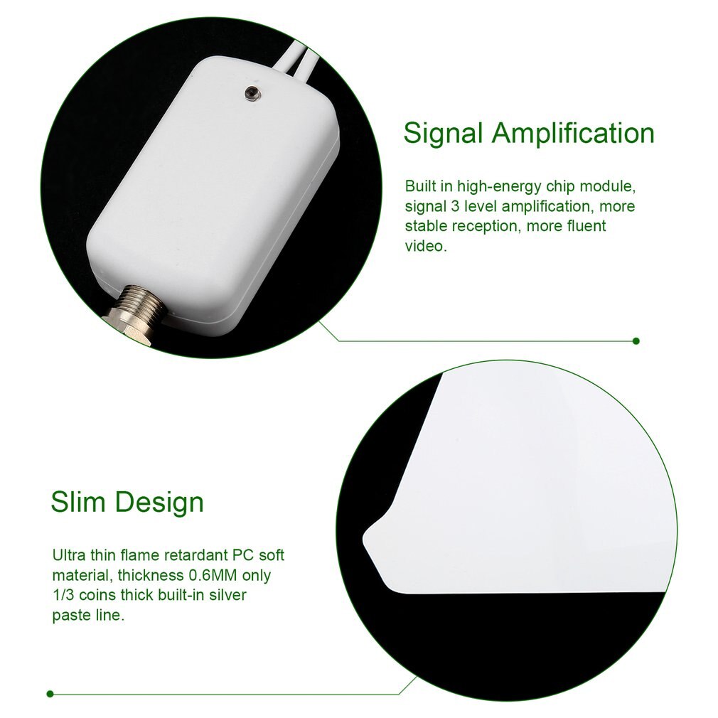 80miles Reception Range Digital Indoor TV Aerial HD Television Shield Shape Antenna with HDTV029 Amplifier Booster