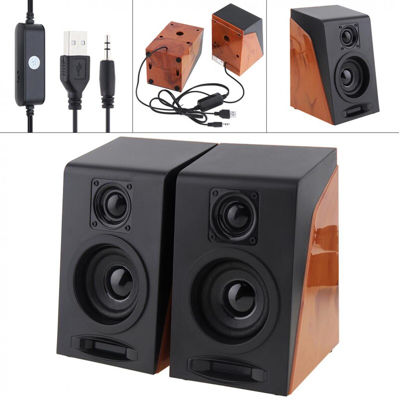 Volle Antimagnetisch 52mm 6W Mini USB 2.0 Computer Holz Subwoofer Lautsprecher Mit 3,5mm Stereo Jack Für PC/ Laptop/Telefon