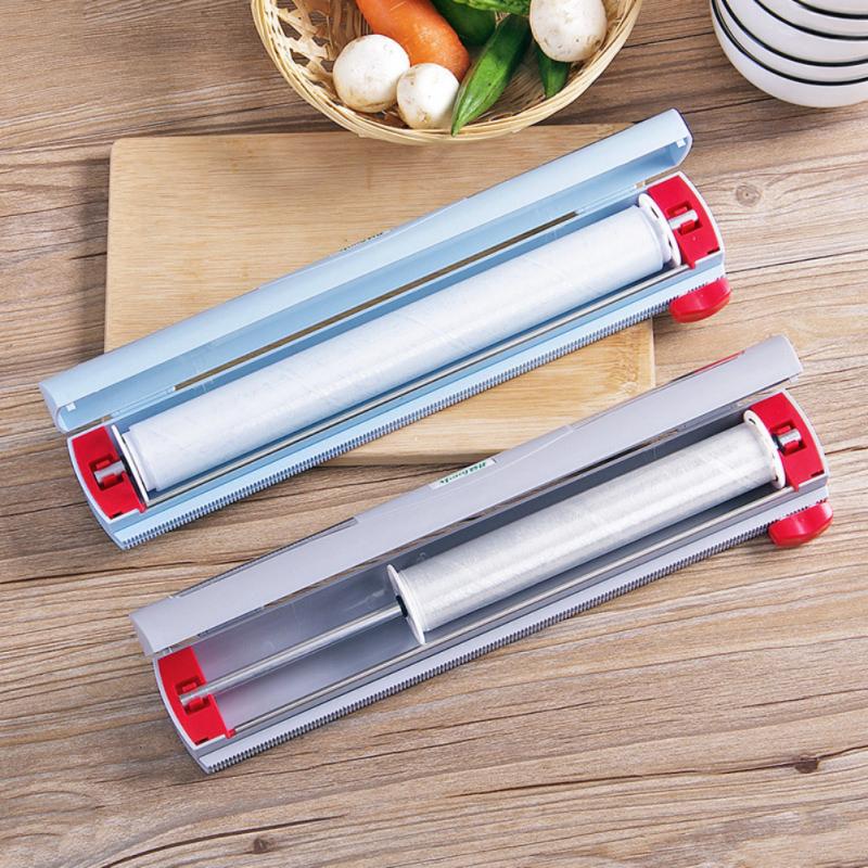 Keuken Conserveermiddel Film Sliding Blade Cutter Box Magic Abs Voedsel Verse Houden Plastic Cling Wrap Dispenser Opslag Container
