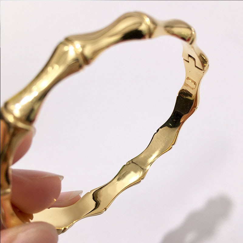 Luxury Jewelry Man Woman Cuff Bracelet Stainless Steel Bamboo Bone Korea