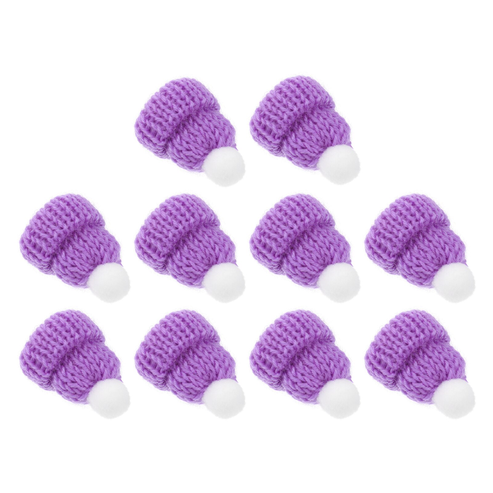 10PCS Knitted Small Christmas Hat Santa Claus Christmas Hats Headdress Party Favors DIY Accessories (Red): Purple
