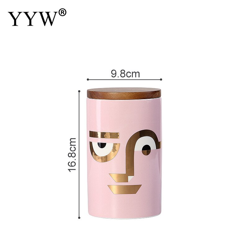 Modern Storage Jars Human Face Cans For Storage Spices Cereals Bulk Food Container Storage In The Kitchen Home Bank Ceramic Jar: hot pink 1