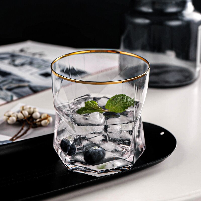 Nordic Geometry Glass, Whisky Glass, Drinking Glass for Water, Milk, Juice