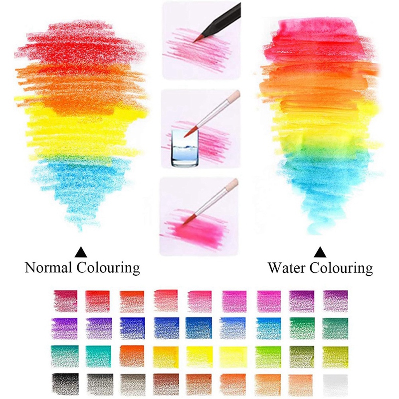 Lápis de desenho colorido de 36 pces, conjunto de lápis solúvel em água à base de óleo, sem cera, para crianças &amp; adultos esboçar, rabiscar