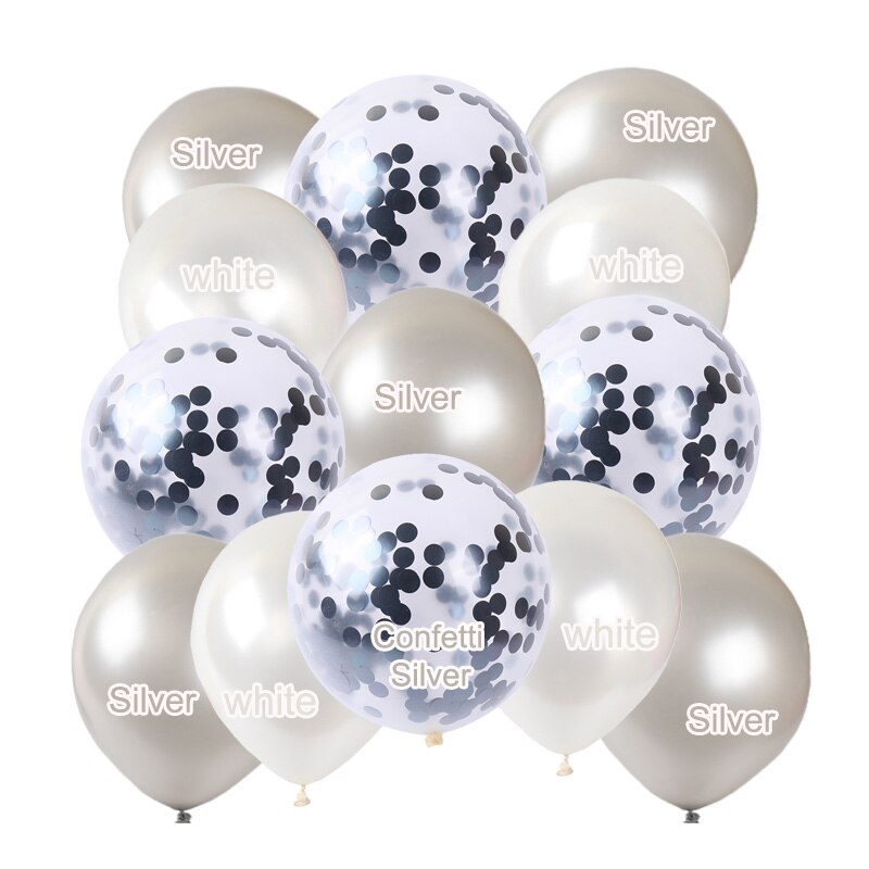 13 buc. 12 inch baloane confetti din aur roz baloane alb din latex decoratiuni pentru petrecerea de nastere copii baby shower globuri aniversare: 13pc argint