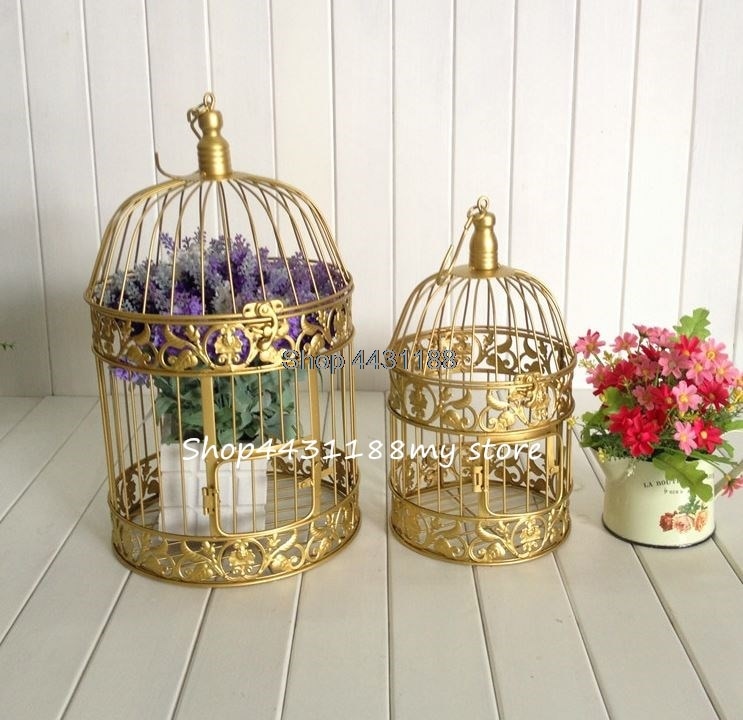 14x25/19x35cm Handgemaakte Antiek goud metalen decoratieve bruiloft vogelkooi set bruiloft decoratie bruiloft gunsten en