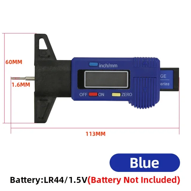 Digital Tread Depth Gauge For Car Tyre Tire Meter Thickness Gauges Automobile Tire Wear Detection Measuring Tools Depth Caliper: black