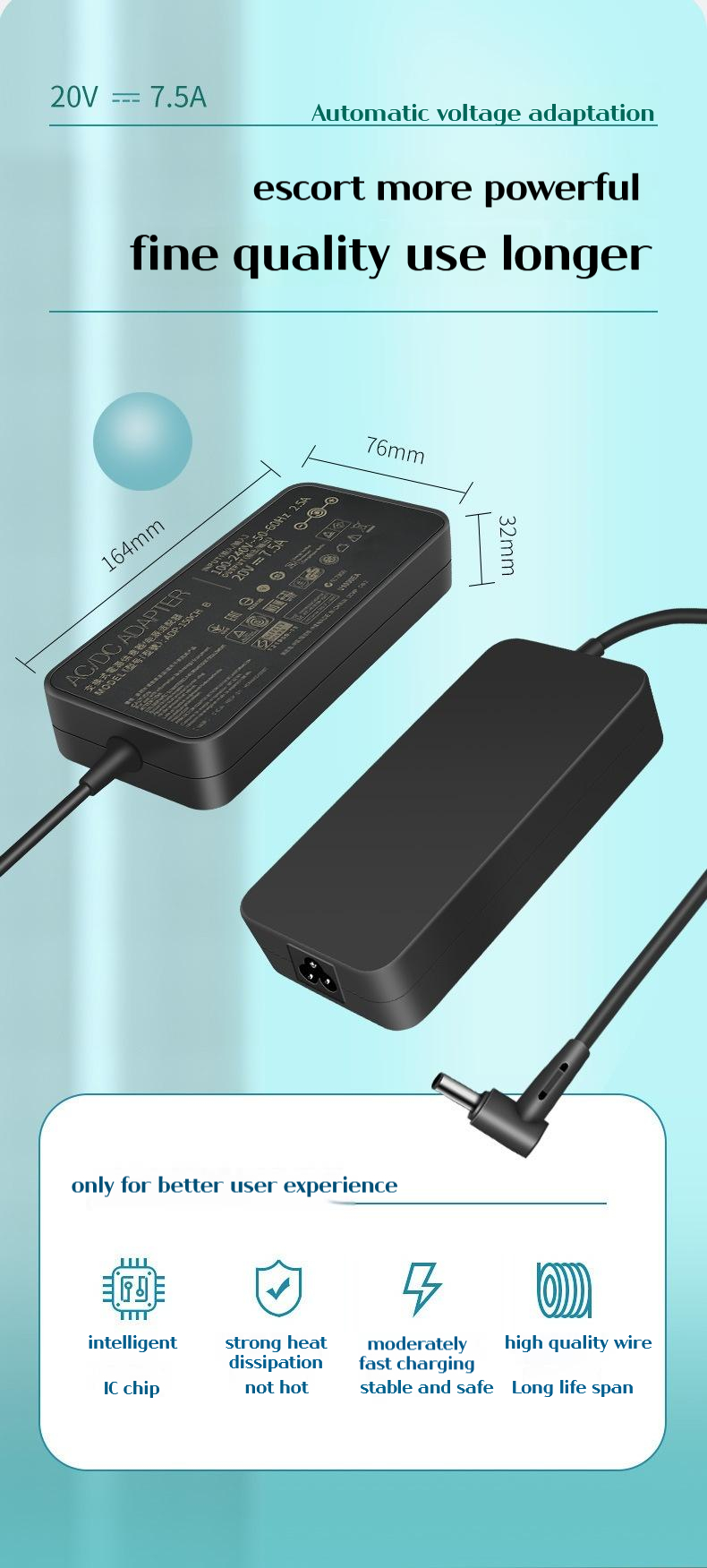 20v 2.4a 7,5 w Laptop AC Adapter Ladegerät für Asus Rog Strix G512L G531GD G531GT G512li G713ih G713 G531GD