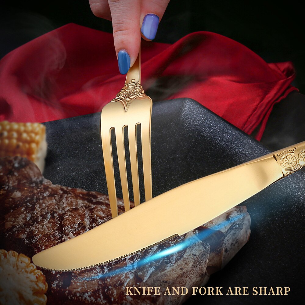 Creativity Retro Western Cutlery Dining Knives Fork Spoon Stainless Steel Cutlery Dinnerware Engrave Relief Luxury Tableware