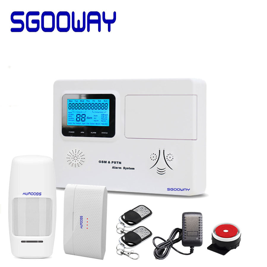 Sgooway LCD de sistema de alarma gsm sms pstn inalámbrico de seguridad para el hogar con control IOS y Android