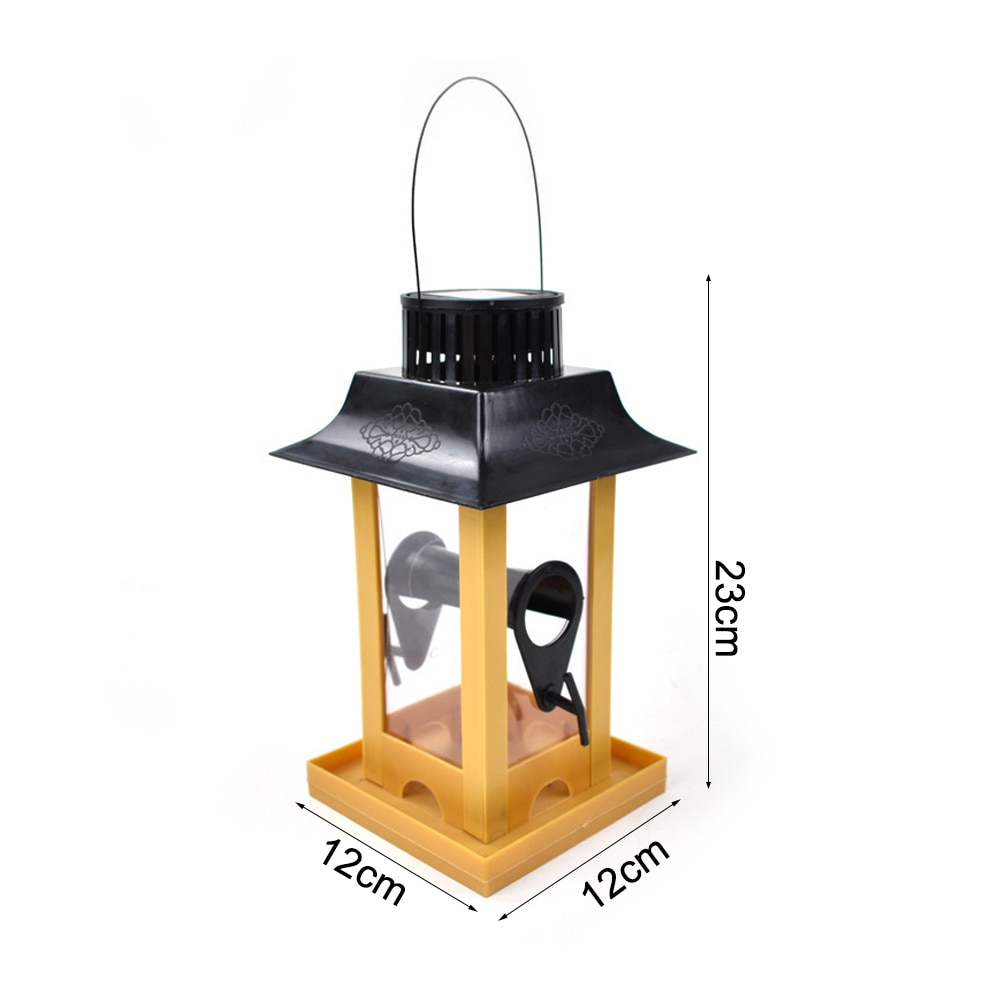 Parrot Crow Feeder Yard Decor Parrot Feeder Solar LED Light Hanging Bird Feeder Outdoor Balcony Bird Feeding Station